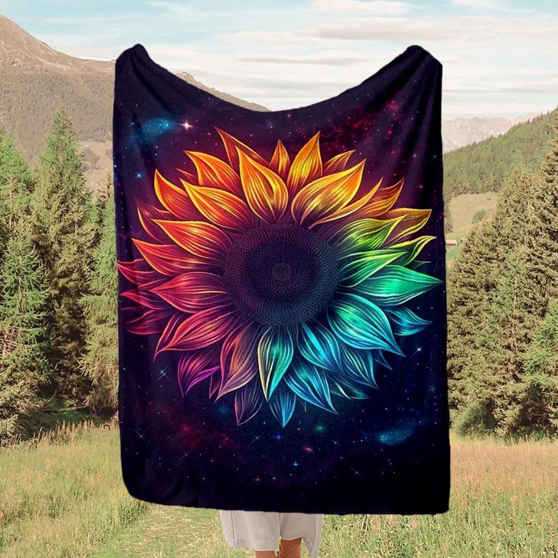 

1pc Sunflower Printing Lightweight Flannel Blanket, Comfortable and Warm Blanket, Sofa Bed and Couch Office, Suitable for Gift Blankets, outdoor 130cmx150cm