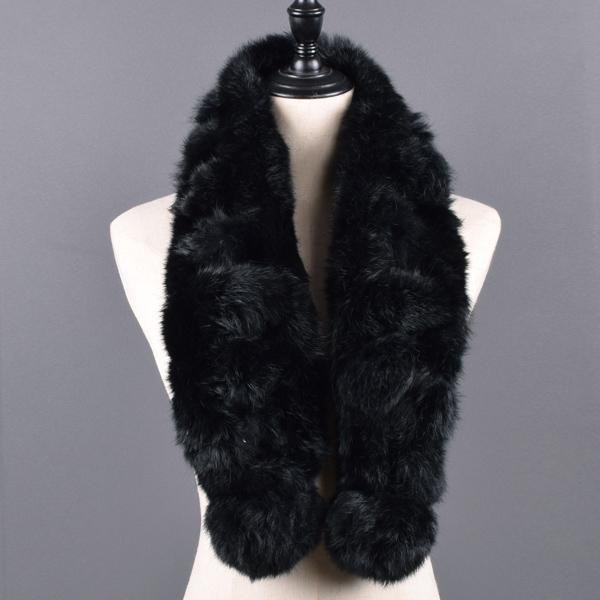 Women Winter Rabbit Fur Scarf 100% Natural Rabbit Fur Fashion warm And Soft Neckerchief Wholesale Pompoml Fur Scarves Headbands