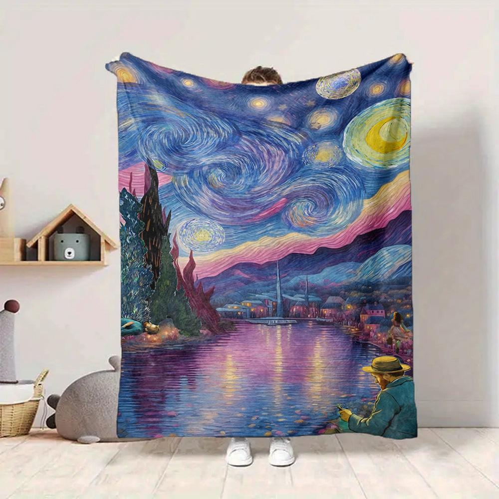 1pc Impressionist Painting Blanket Warm, Cozy, And Soft, Suitable for Sofas, Beds, Cars, And Office Use.Perfect for Camping And Travel, Making It a Gr