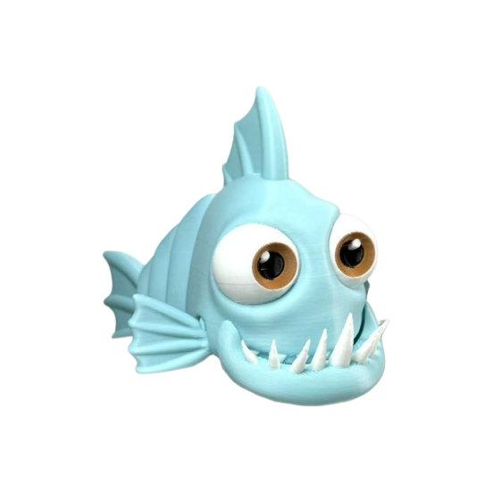 3D Printed Articulated Piranha Fish Models Flexible Joint Desktop