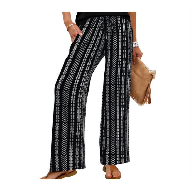 2026 New Women's Printed Wide-Leg Pants, Loose Casual Long Pants, Fashionable, Versatile, and Comfortable