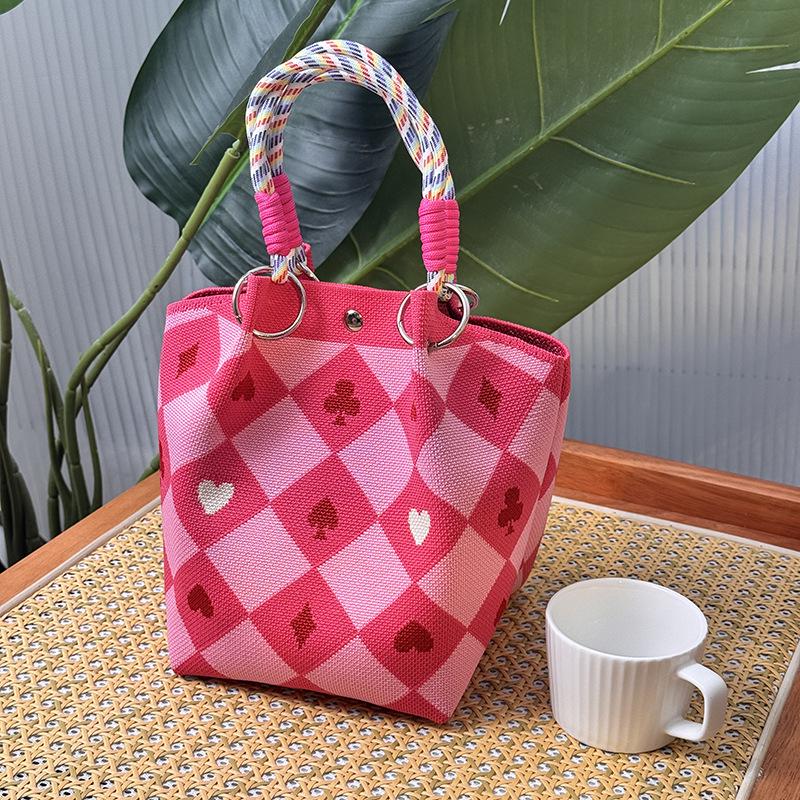 Koreanische & Japanische Strick-Tragetasche: Tragbare, großvolumige quadratische Tasche für Pendler & Ausflüge