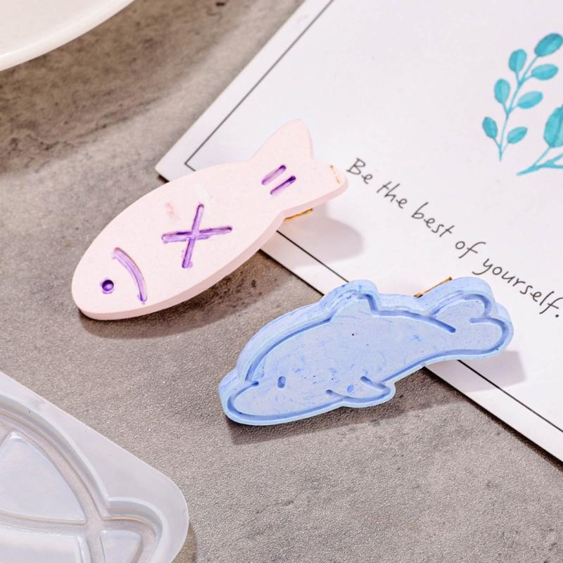 Silikonharzform Haarspangenformen Silikon-Gießwerkzeuge für Epoxidharzkunst Mädchen DIY Haarspange Anhänger Schlüsselanhänger