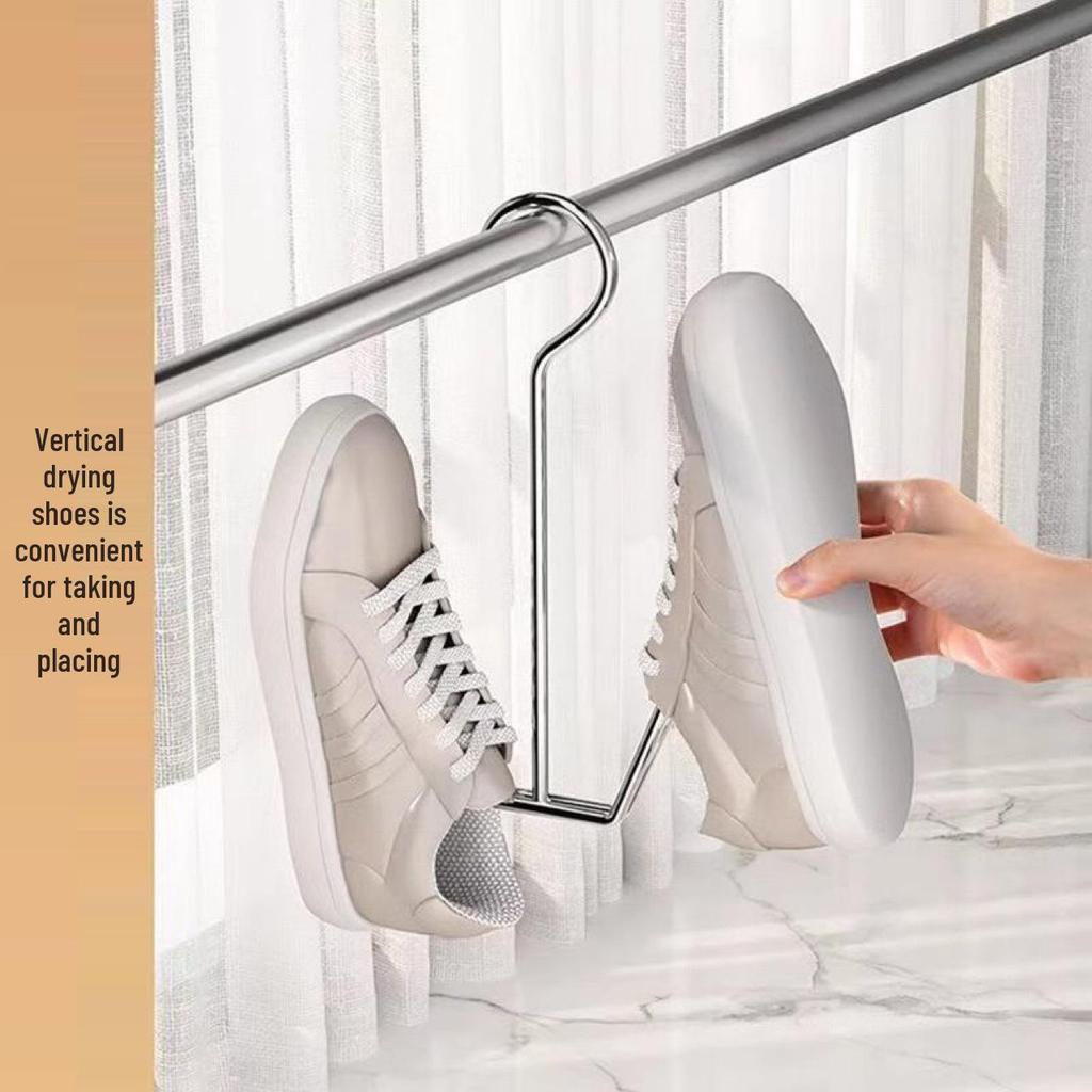 Stainless Steel Windproof Shoe Drying Rack with Hooks