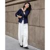 Demana Women's Denim-Style Rivet Pocket Lapel Jacket