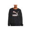 Puma Large Logo Print Crew Neck Sweatshirt Women Tops Black 535276-01