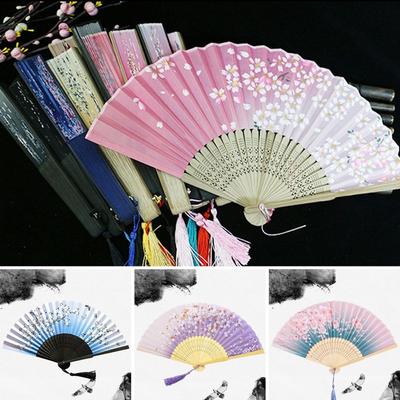 Bunter Faltfächer im Vintage-Stil, Bambusschaft, klassischer Tanzfächer, Fan Han, Bekleidungszubehör