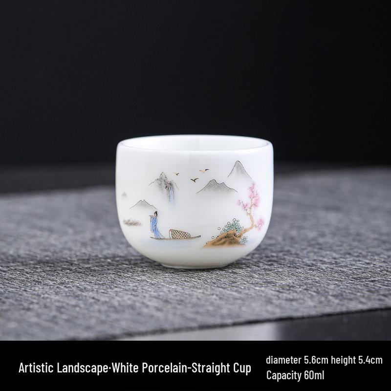 Kung Fu White Porcelain Tea Set: Ceramic Mutton Fat Jade Master Cup & Teacups Gift