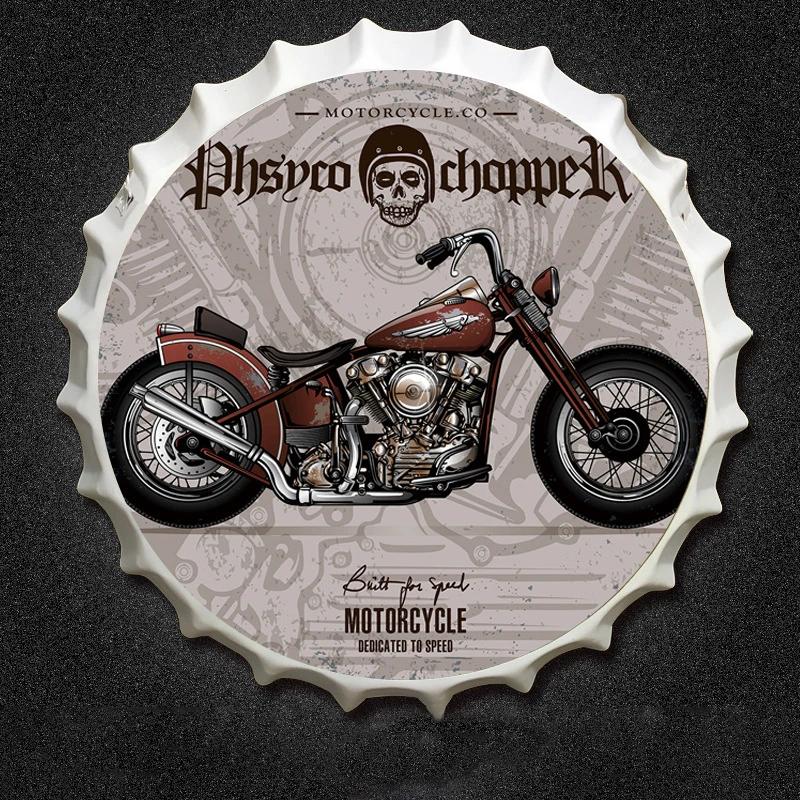 

Motorcycle Car Plate Signs Beer Bottle Cap Tin Sign Metal Plaques Bar Pub Cafe Wall Hanging Crafts Decor Motor Tinplate Painting (as the picture,22x22cm)