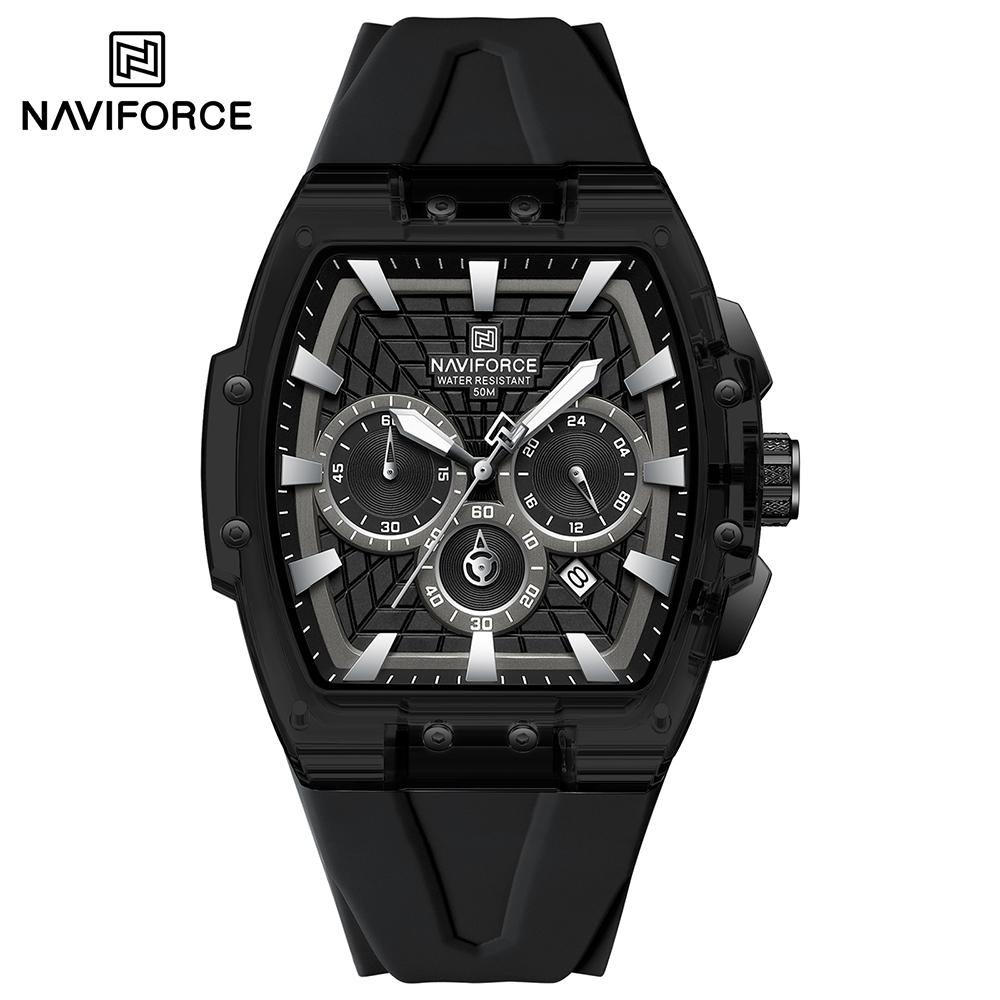 NAVIFORCE Original Men Sports Chronograph Watch Quartz Movement Silicone Strap 50m Waterproof Luminous Pointer Lightweight Men Casual Watch NF6113