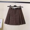 Corduroy Pleated High-Waisted Bodycon Mini Skirt - 2025 Autumn/Winter Collection