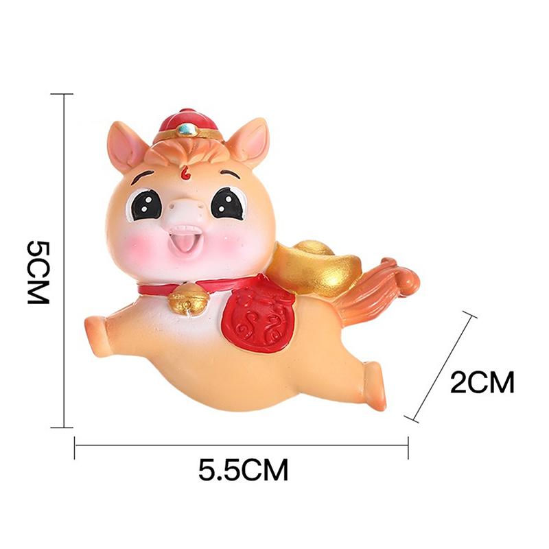 Year Of The Horse Cartoon Resin Decoration For Desk Car Dashboard TV PC Monitor Cute Animal 3D Pony Doll Figurine Car Ornament