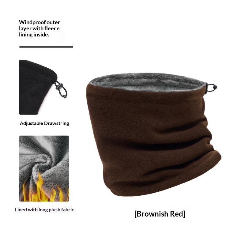 Winter Warm Neck Warmer Men Women Cycling Double Layer Outdoor Hiking Skiing Fleece Mask Adjustable Drawstring Unisex Neck Tube