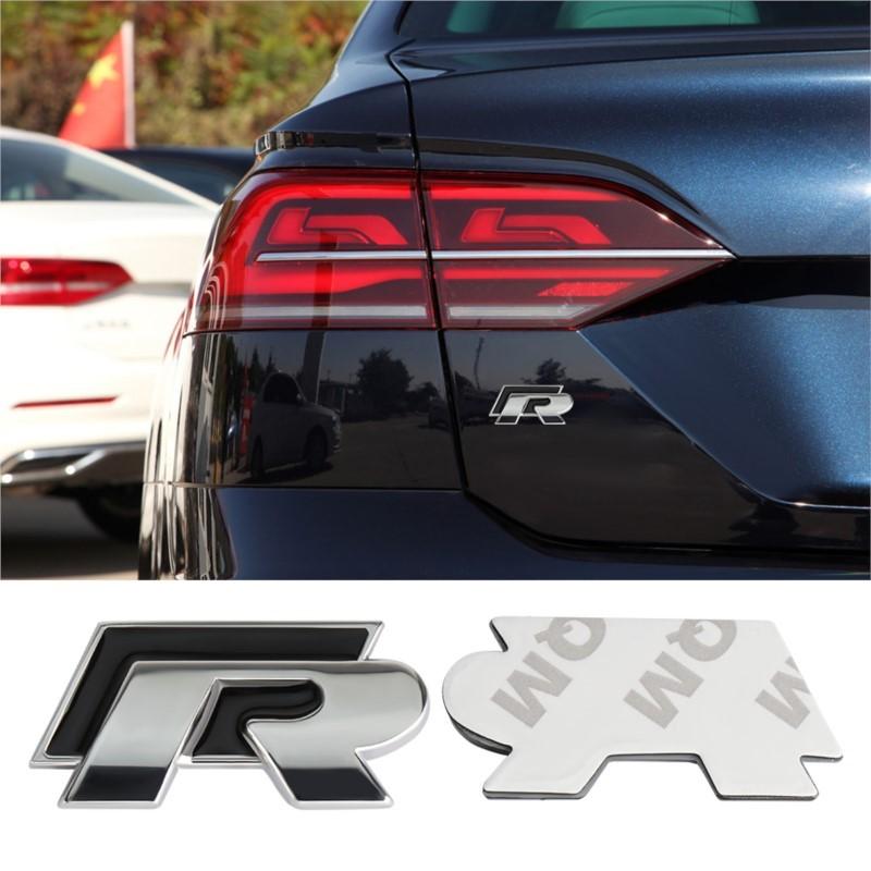 ARQWZ1 3D Car Front Grille Trunk Emblem Sticker For R Rline Logo Badge Stickers Volkswagen Polo Passat Golf Jetta Polo Touran CC T-ROC