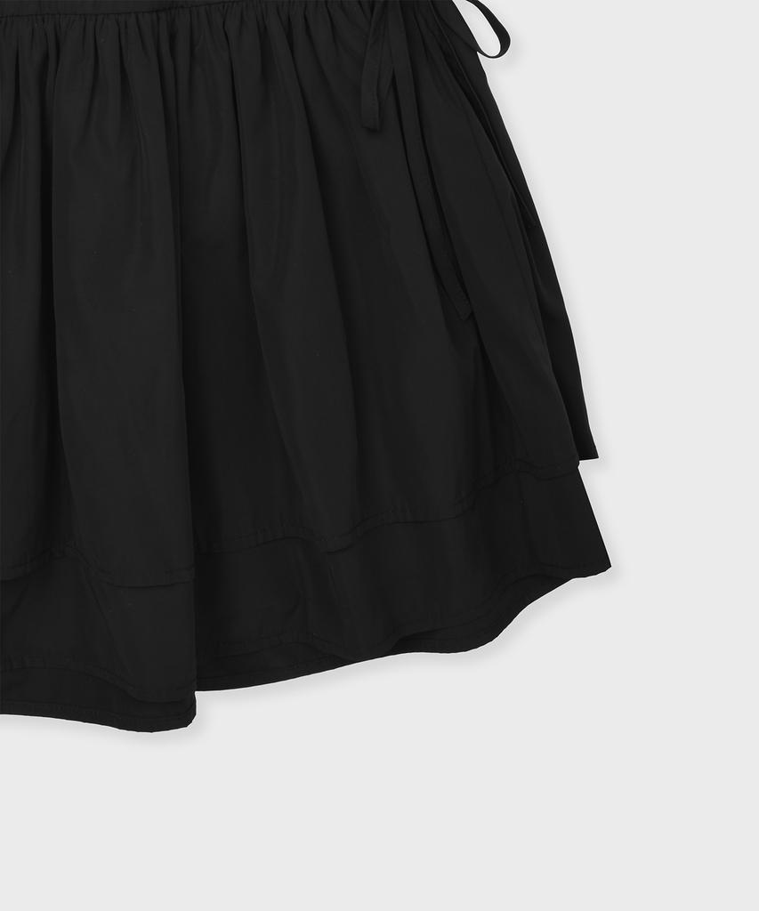 Pallet Layered Shirred Mini Skirt Black