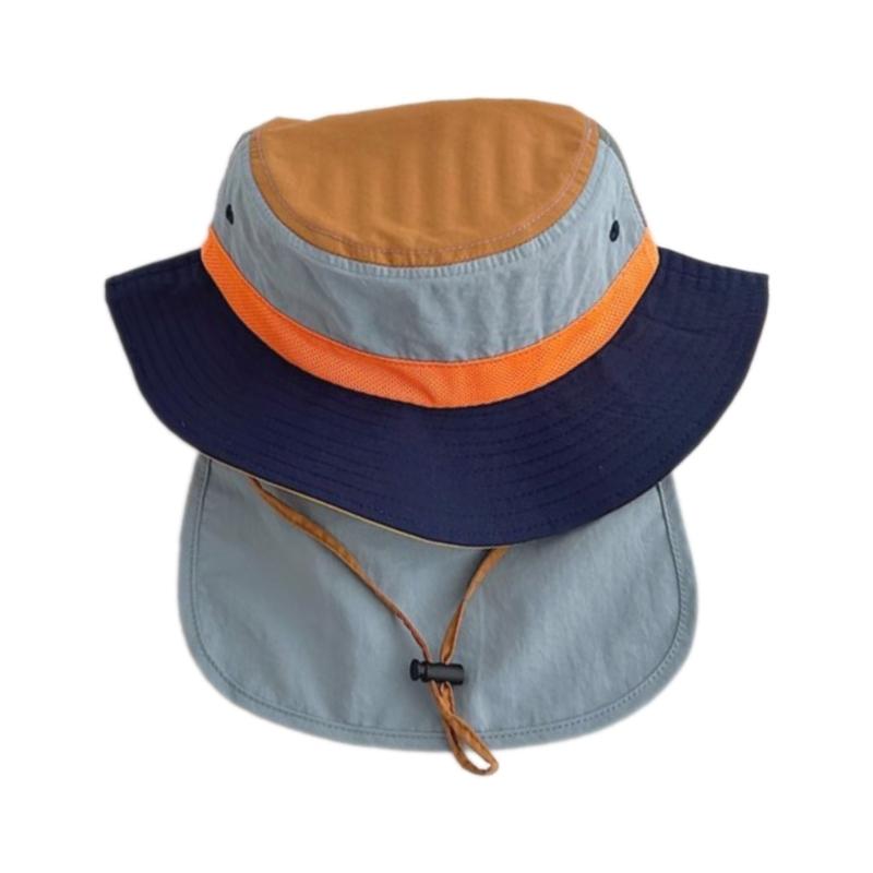 Toddlers Bucket Hat with Neck Flap Quick Drying Outdoor Hot Day Spring Foldable Fisherman Hat Sunproof for Children