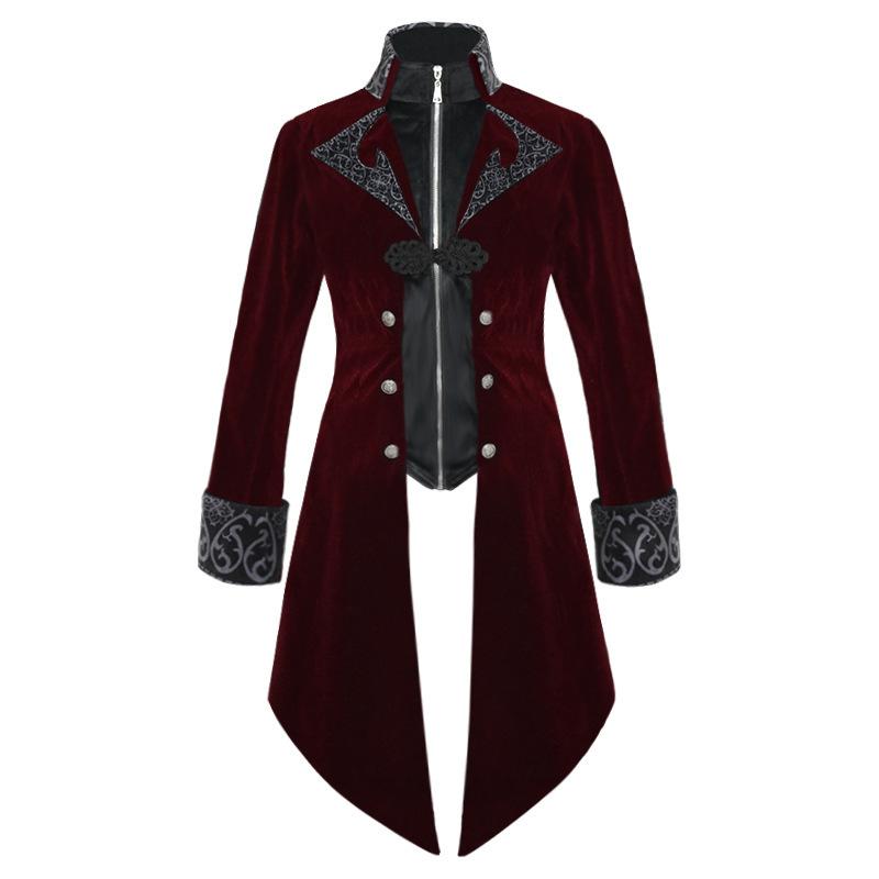 2025 Steampunk Women Men Medieval Dress Costume Velet Stand Collar Tailcoat Gothic Vampire Cosplay Jacket Coats