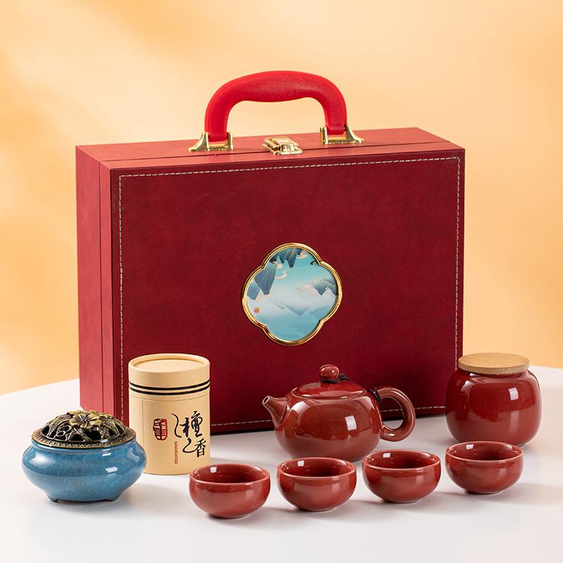 Souvenir Gift High-end Gift Box Ceramic Kung Fu Tea Set Business Company Event Gift