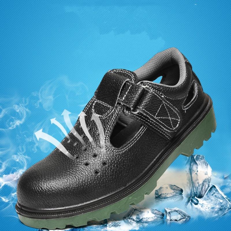Men's Casual Breathable Steel Toe Caps Working Safety Shoes Worker Summer Safe Sandals Soft Leather Security Boots Protective