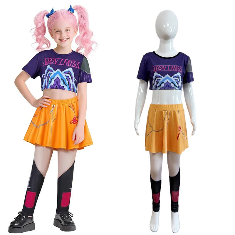 KPop Movie Demon Hunters Same Style Girls Clothing 2-12Years Children Halloween Cosplay Party Masquerade Zoey Rumi Mira Costume