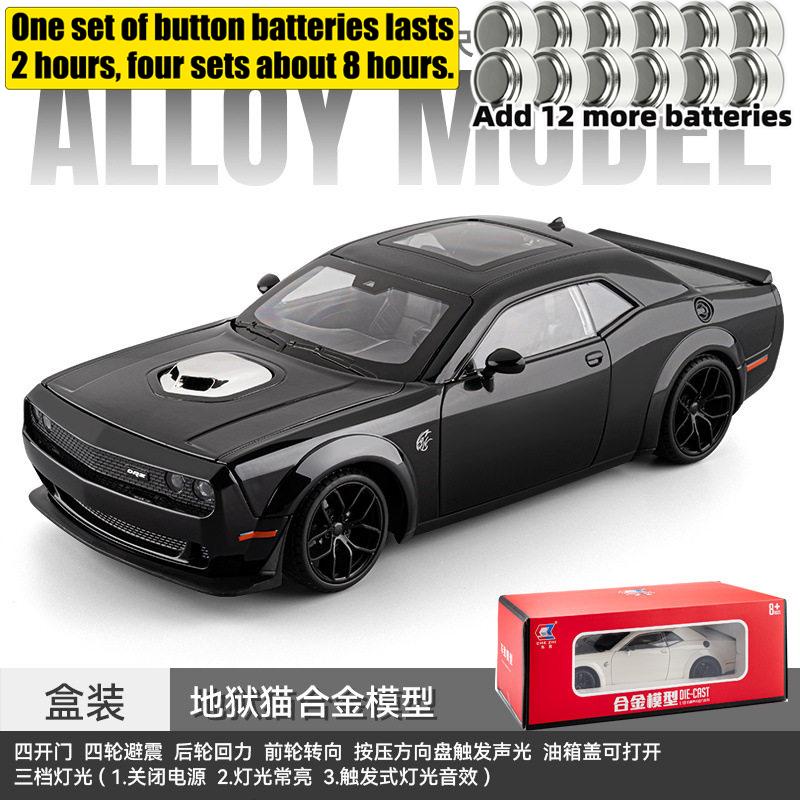 1:18 Dodge Challenger Srt Hellcat Coche Musculoso Americano Moderno Modelo de Coche de Fundición a Presión de Aleación Sonido y Luz Coleccionables Regalos de Cumpleaños