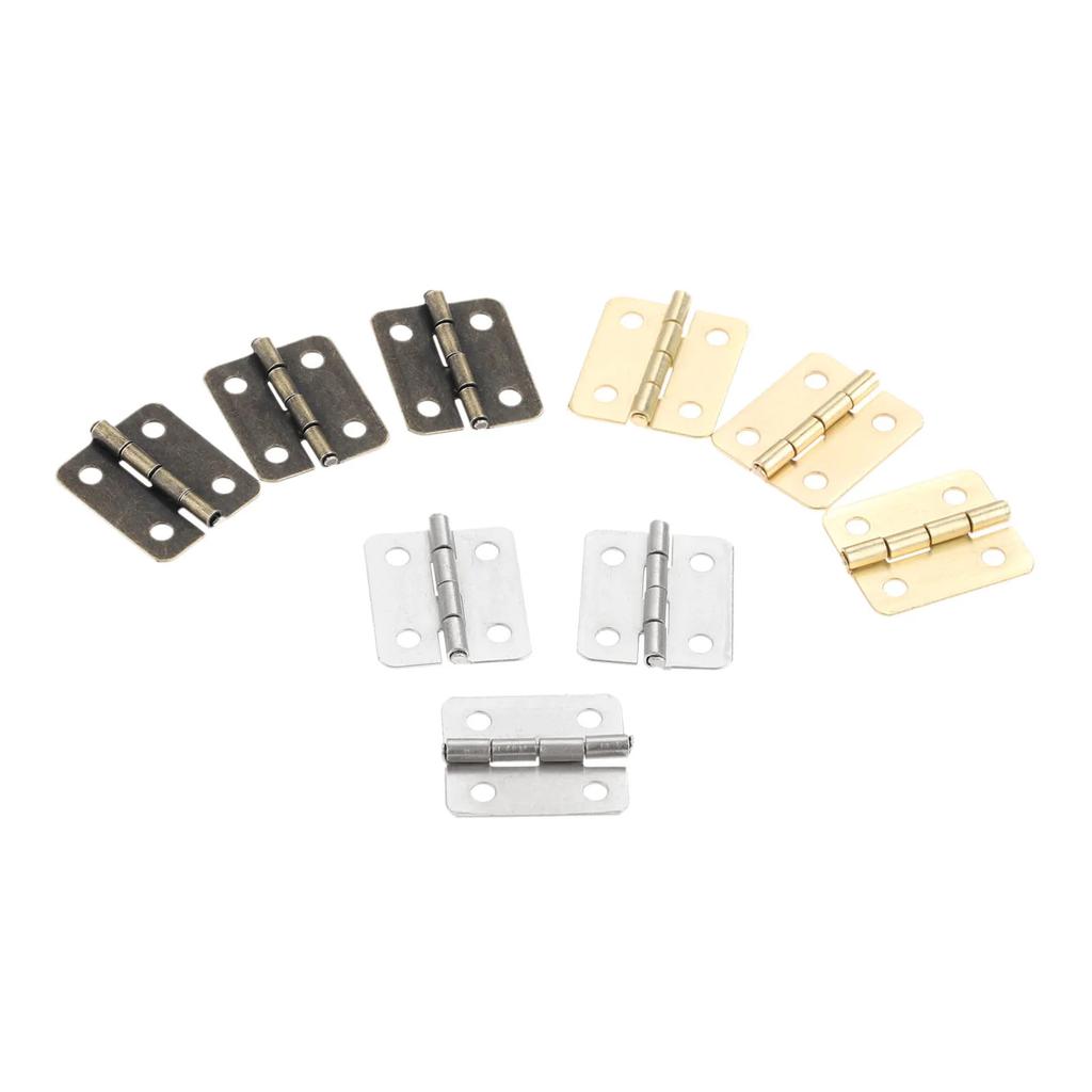 10Pcs Antique Door Cabinet Luggage Furniture Hinges Jewelry Wood Boxes Hinge Home Decoration w/Screw 18*16mm Bronze/Silver/Gold