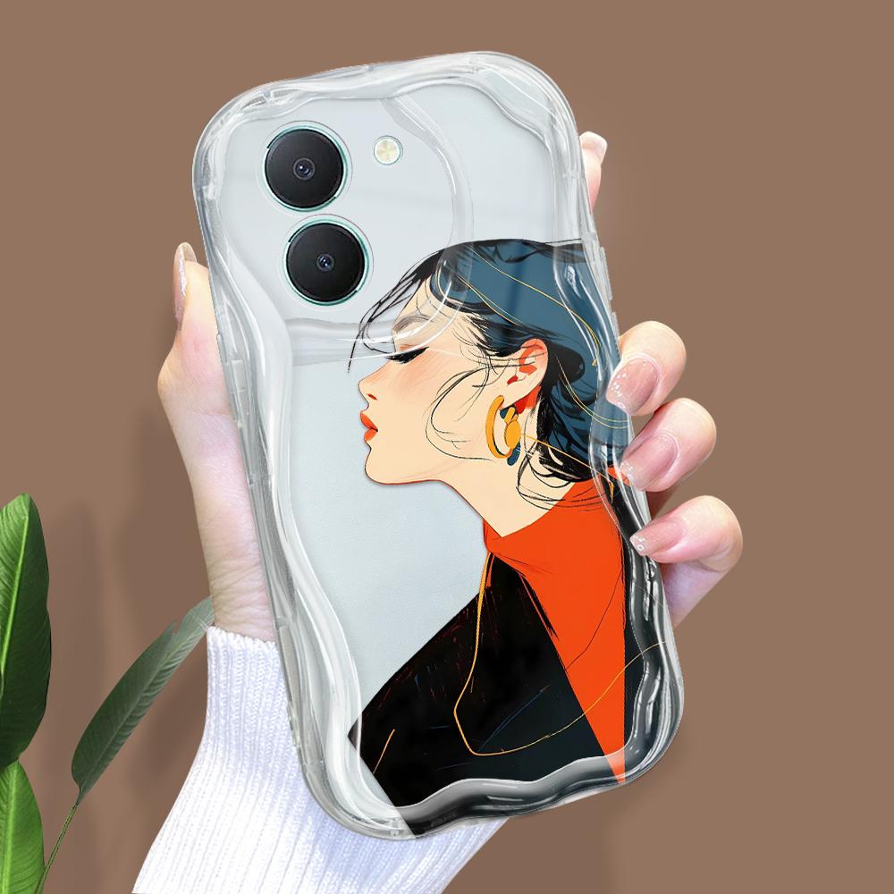 

Милый мультяшный узор, кремовая текстура, мягкий силиконовый чехол с волнистыми краями, чехол для телефона для Vivo Vivo Y19S прозрачный