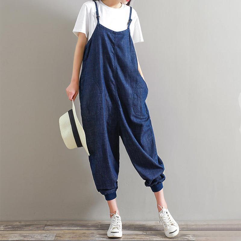 Premium Quality Women Jumpsuits Loose Sleeveless Backless Overalls Stylishly Retro