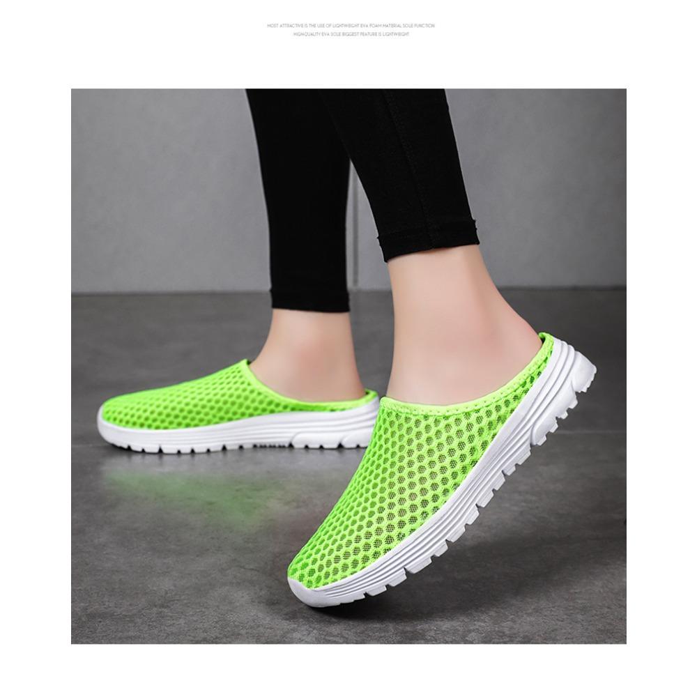 Damen Slip-On Freizeitschuhe Atmungsaktives Mesh Halbschuhe Weiche Sohle Bequeme Gehschuhe Übergröße Leichte Alltagsschuhe