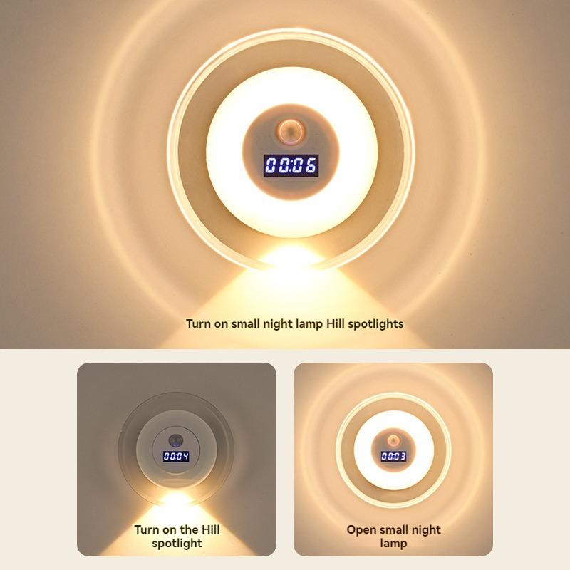LED Intelligent Remote Control Clock Body Sensor Wall Lamp Bedroom Bedside Atmosphere Night Light