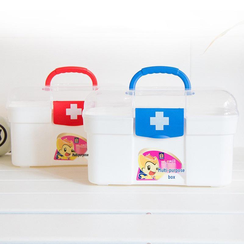 Portable Layered Medicine Storage Box with Compartments for Dormitory and Household Use