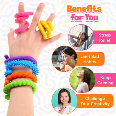 6Pcs Silicone Sensory Stick Toy Stress Relief Textured Rod Fidget Toy Portable Travel Kids Teens Adults Bendable Calming Colorful Pole Toy