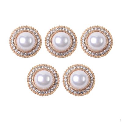 5 Pieces Alloy Rhinestone Buttons, Flat Back Brooch Buttons Sparkly Bling Sew On Clothing