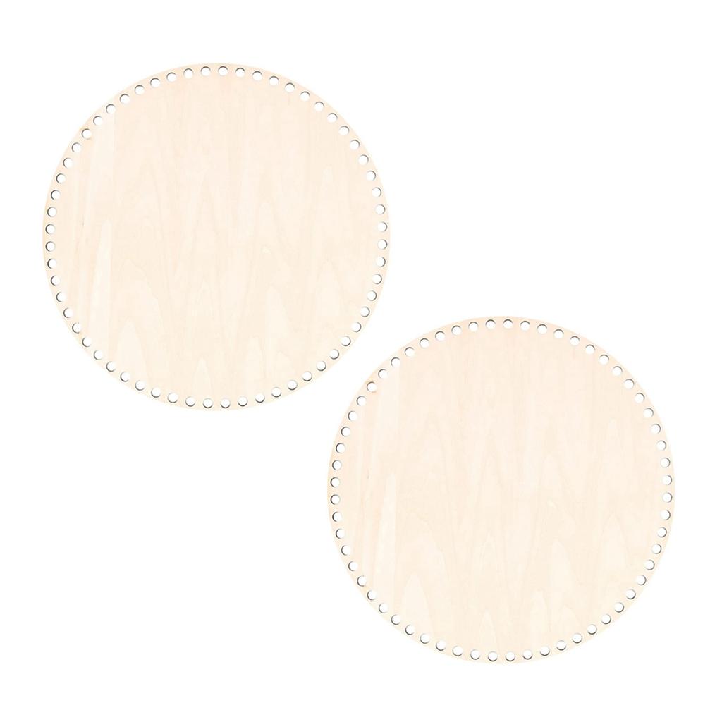 A84X-2X 30Cm Natural Wooden Basket Bottom With Hole, Circle Blank Wood Base For DIY Knitting Crochet Bag Bottom Shaper Craft