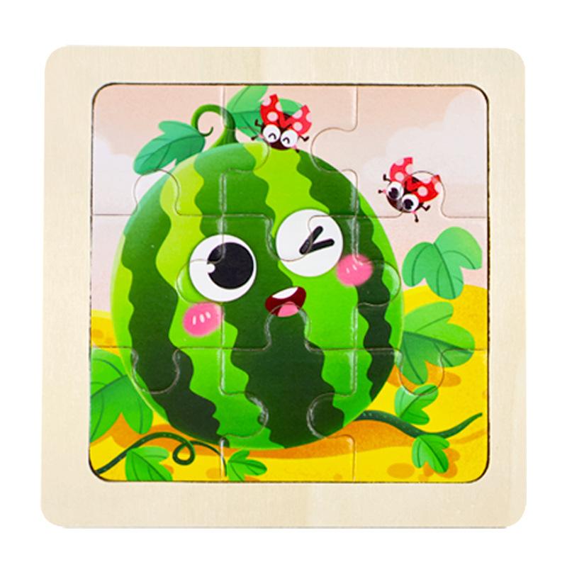 Small Children's 9-piece Wooden Plane Puzzle Cartoon Animation Puzzle Baby Educational Early Education Toy