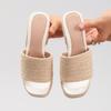 High Heeled Slippers Women's Hemp Rope Wedge Heel Thick Soled Sandals Woven Grass Rope Slippers Waterproof Platform High Heels
