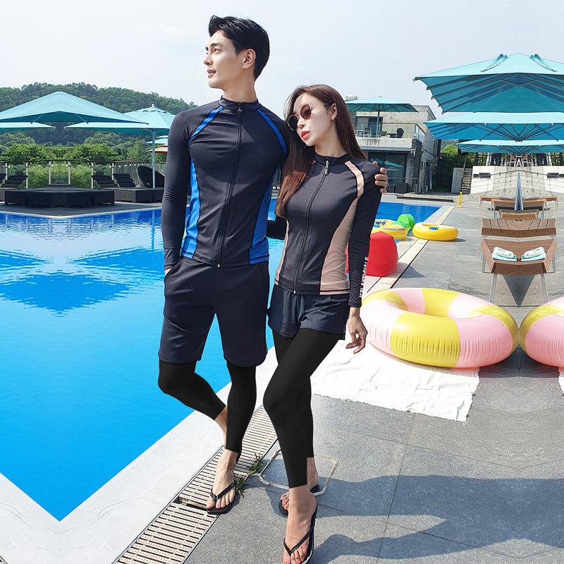 Korean 2020 Diving Suit Set: Sun-Protected Slimming Swimwear for Couples - Long Sleeve for Men & Women