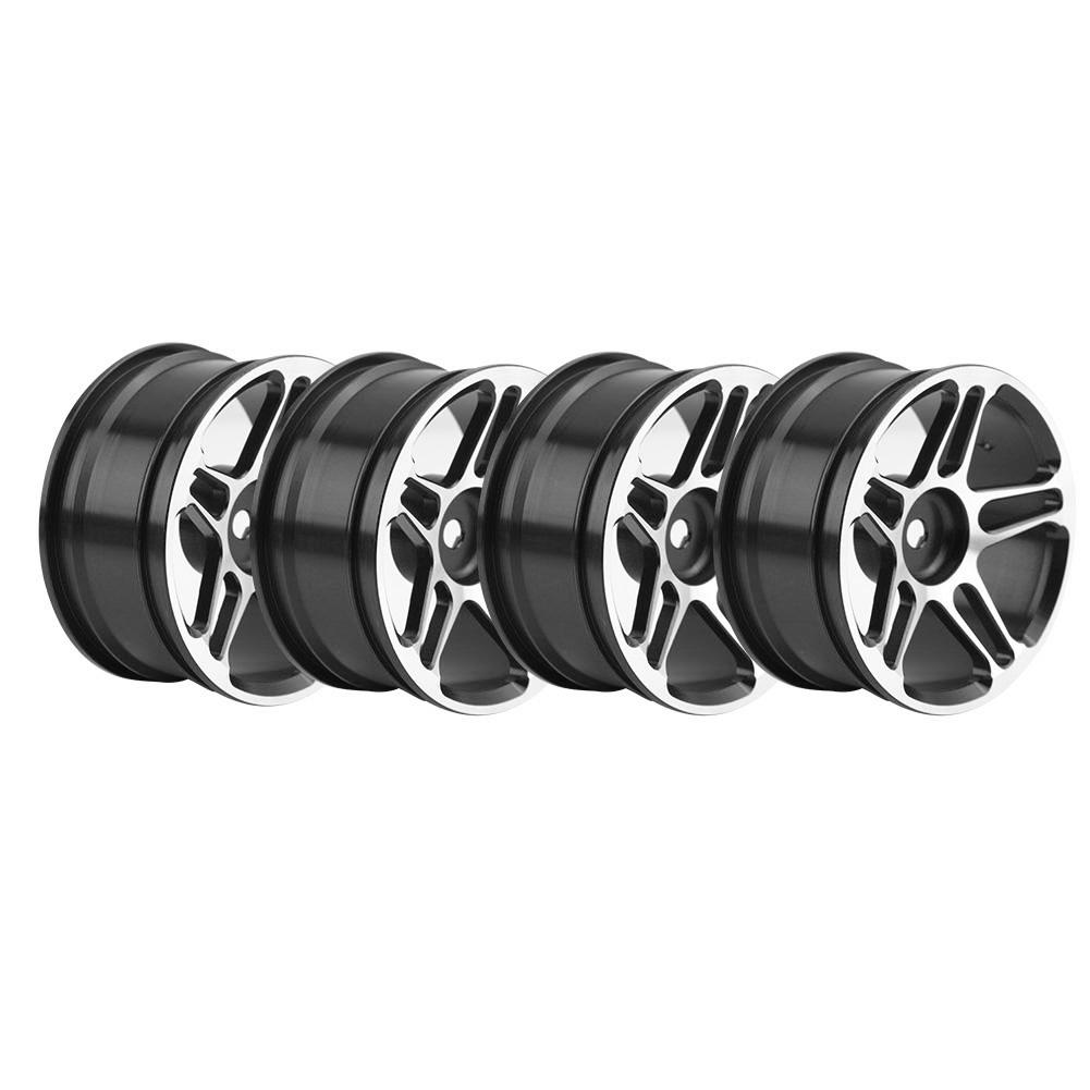 4pcs Set Tire Tyre Aluminium Alloy Hubs Wheel Rims for 1:10 Drift Racing RC Car (Black)