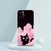 Cute Cartoon Black Cat Luxury Phone Case For iPhone 16 15 14 13 12 11 Pro Max XS X XR SE 7 8 Plus Soft Silicone Clear Cover