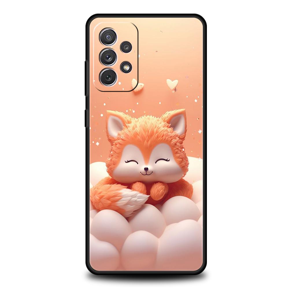 Phone Case for Samsung Galaxy A55 A53 A52 A52S A51 A41 A35 A32 A25 A23 A15 A13 A71 A72 5G Soft TPU Shell Cute Animal Fox Fundas