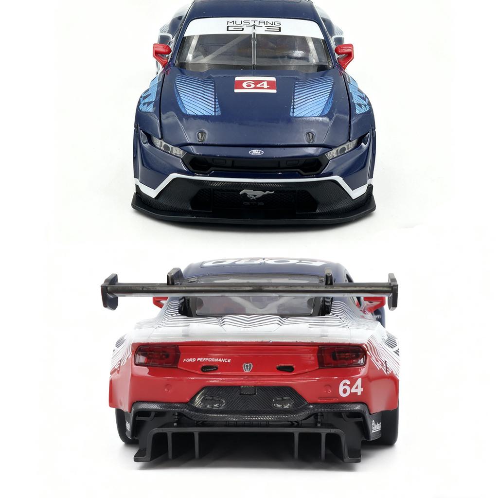 YTMH2 1/24 Ford Mustang GT3 Sport Racing Toy Car Model Diecast Metal Rally Miniature Sound & Light Gift For Child Kid Boy Collection