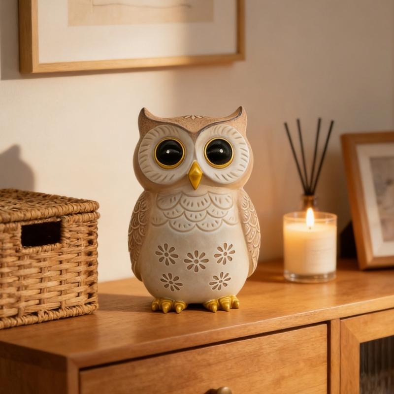 Owl Statue Home Decors Accents Small Animal Sculptures Lovely Owl Figurines for Bedroom Home Gift for Birds Lover