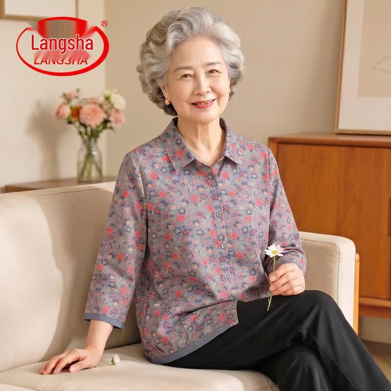 Langsha Women s Summer Textured Cotton Shirt XL