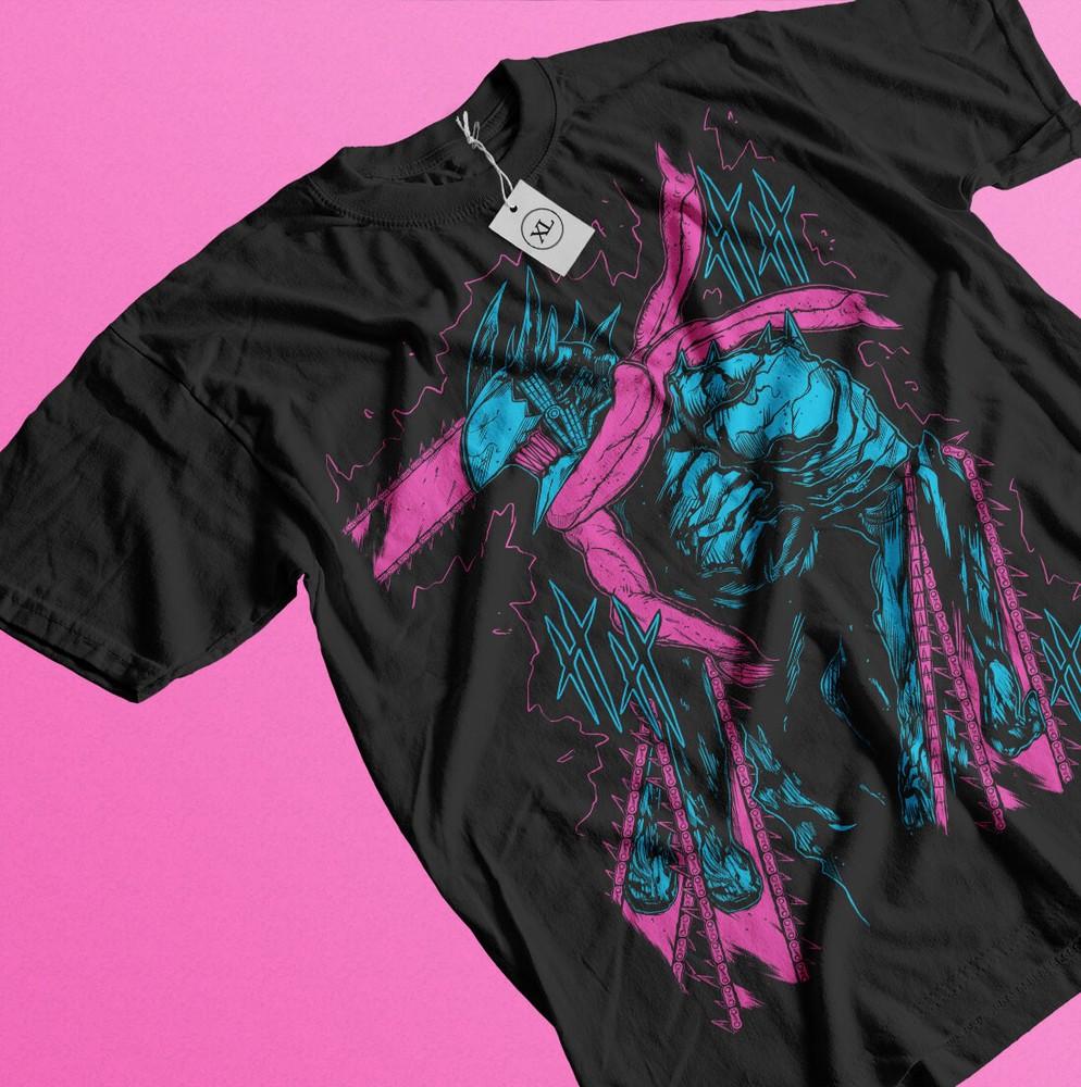 Футболка Человек-бензопила Человек-бензопила Аниме CSM Дендзи Пауэр Черная футболка Все размеры Унисекс Футболка M