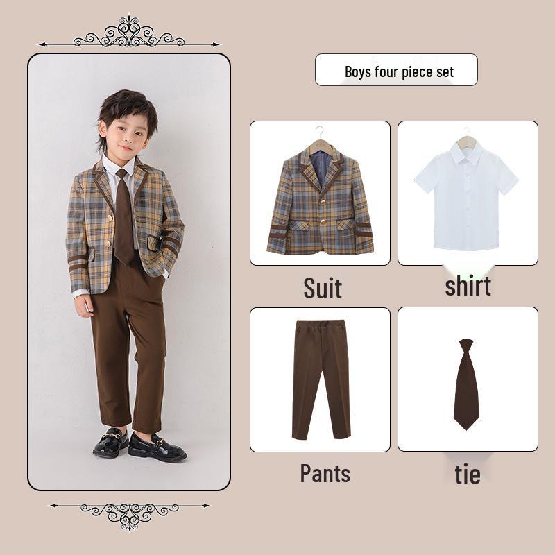 Children's British Academy Style Plaid School Uniform Set - Spring & Autumn