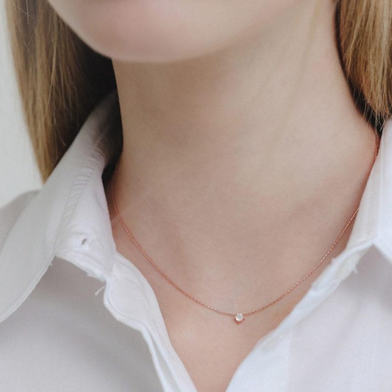 J.Lauren Rose Gold Moonstone Silver Necklace N01148