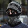 Men's Striped Woolen Hat Thick Hat Warm Winter Hat Versatile Anti Cold Cover Head and Neck Protection Cotton Hat for Men