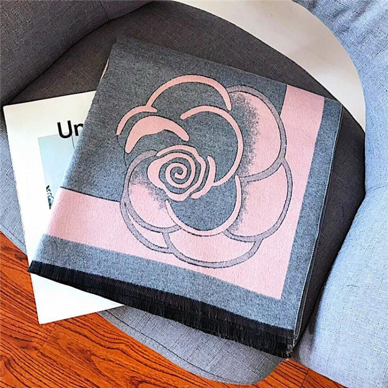 Yiwu scarf camellia cashmere scarf 20 fashion air conditioner warm fringed shawl thickened and lengthened