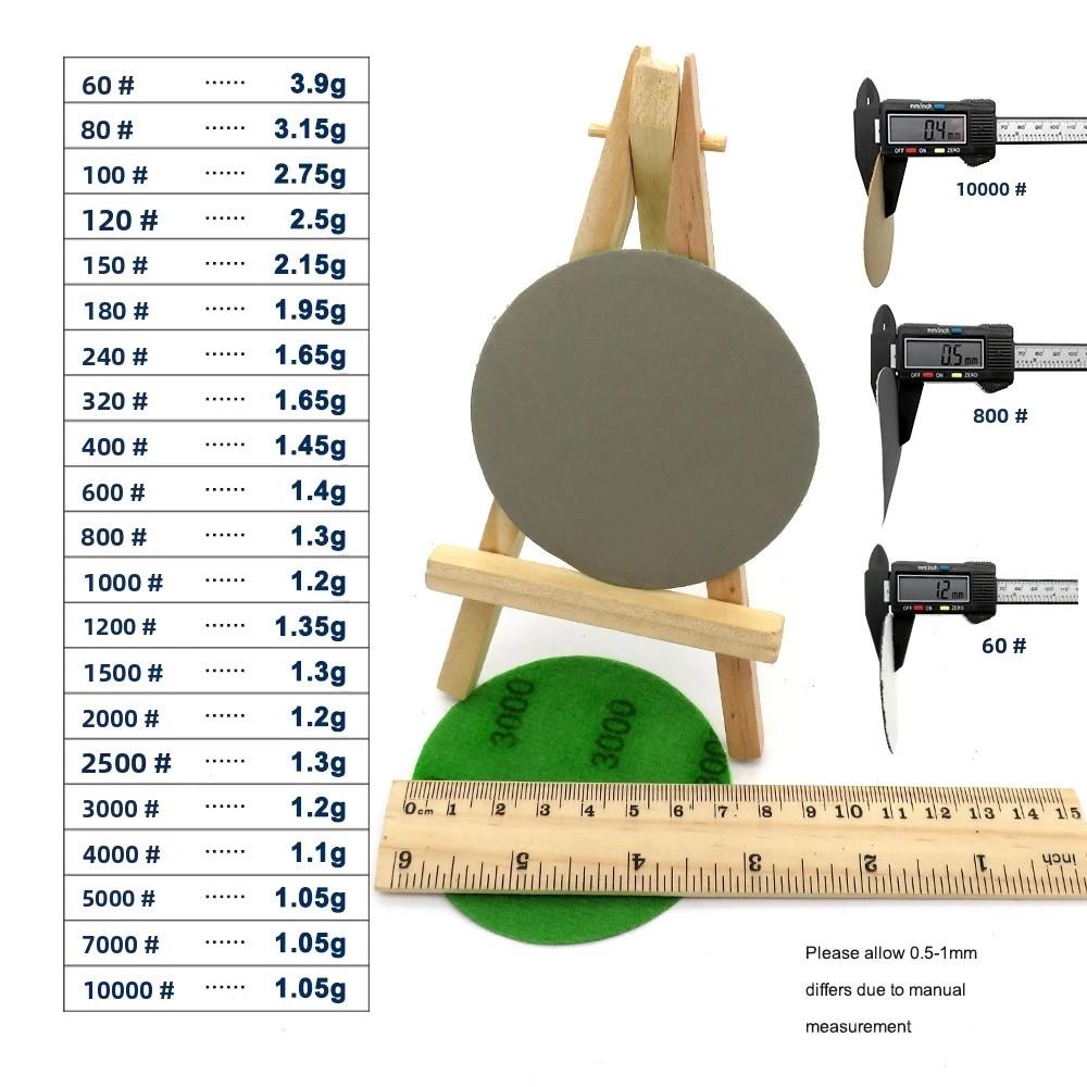 3 Inch Wet Dry Sanding Paper 75MM 320-10000 Grit Hook and Loop Sandpaper 50Pcs Electrostatic Planting Silicon Carbide