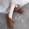 Flat Shoes Women's Spring and Autumn New Retro Niche Flower Square Toe Deep Mouth Soft Sole Single Shoes